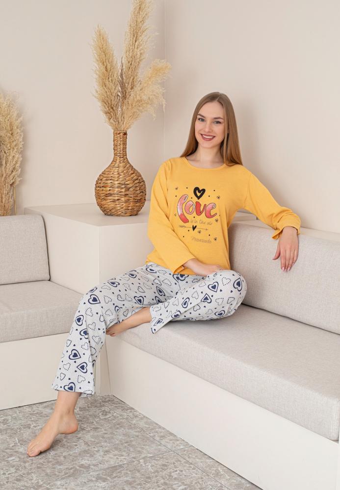 Pijama dama "LOVE", Culoare Galben,Engros